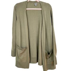 Eddie Bauer Cardigan Sweater Olive Green